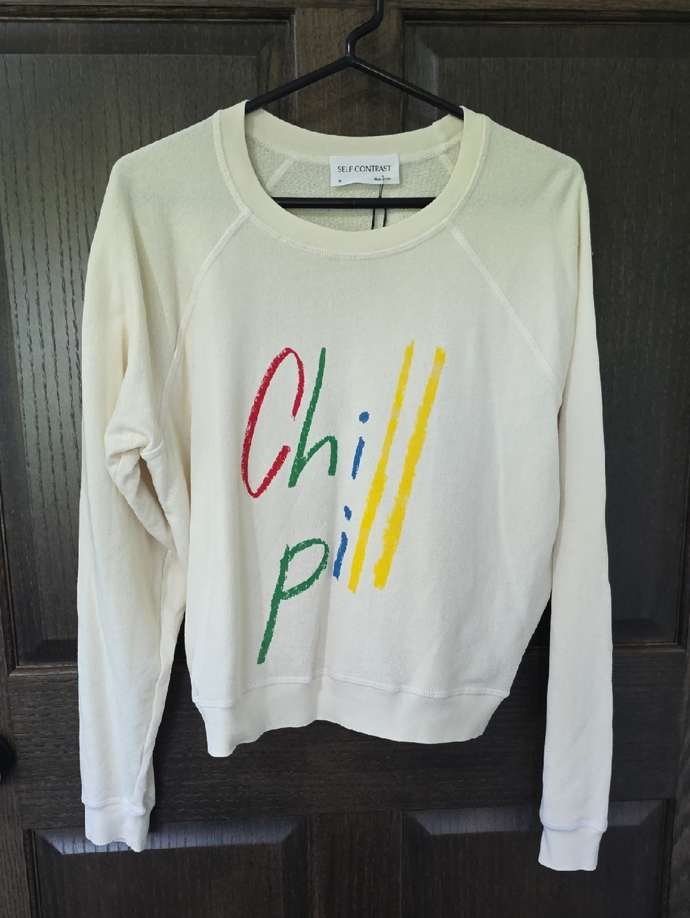Self Contrast Cream "Chill Pill" Crewneck Sweatshirt